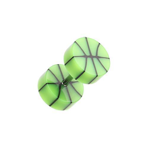 Green Basketball UV Acrylic Fake Plug - 1 Pair