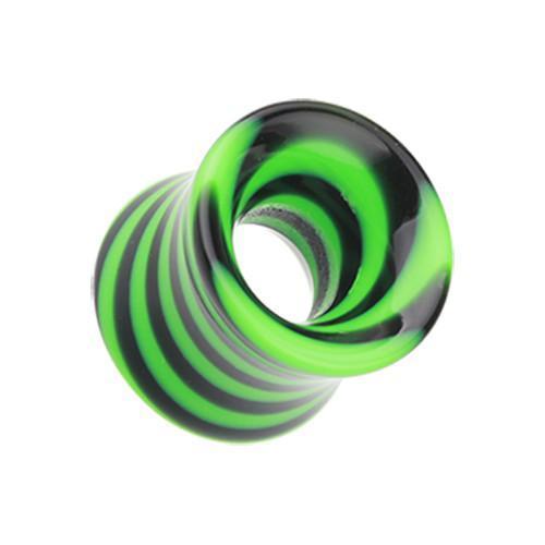 Green Beetle Maze Swirl Acrylic Ear Gauge Tunnel Plug - 1 Pair