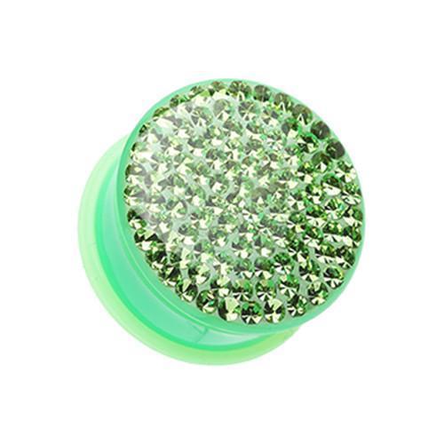Green Brilliant Sparkles Color Body Single Flared Ear Gauge Plug - 1 Pair