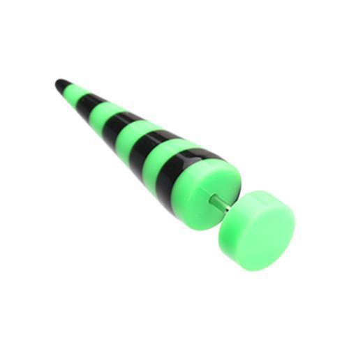 Green Candy Stripe Acrylic Fake Taper - 1 Pair