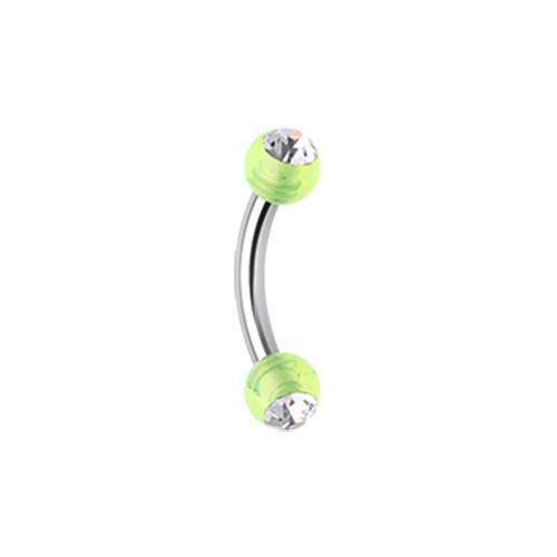 Greenclear Acrylic Gem Ball Curved Barbell Eyebrow Ring Rebel Bod