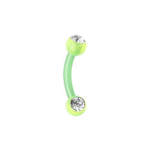 Green/Clear Acrylic Gem Ball Flexible Shaft Curved Barbell Eyebrow Ring