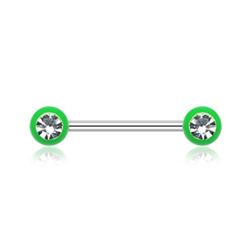 Green/Clear Acrylic Gem Ball Nipple Barbell Ring - 1 Piece