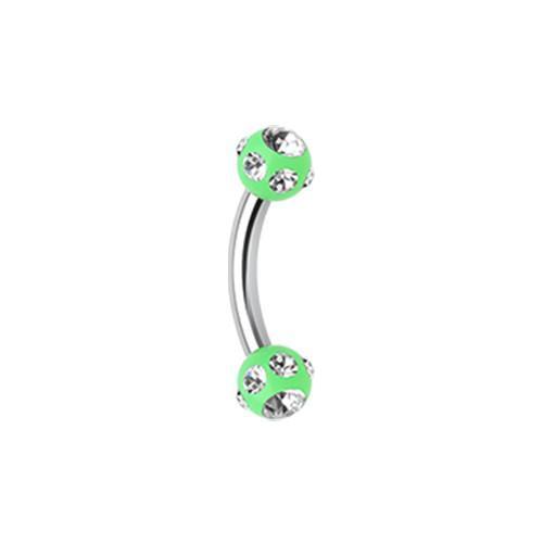 Green/Clear Aurora Gem Ball Acrylic Curved Barbell Eyebrow Ring
