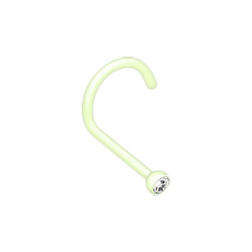 Green/Clear Bio Flexible Press Fit Gem Nose Screw Ring Nose Retainer