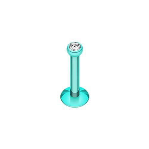 Green/Clear Black Gem Ball Internally Threaded Labret