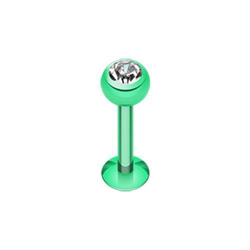 Green/Clear Black PVD Gem Ball Labret