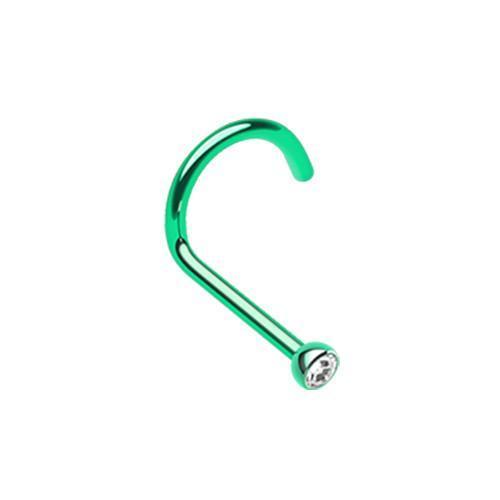 Green/Clear Press Fit Gem Top Nose Screw Ring
