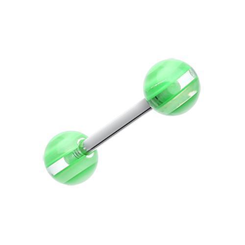 Green Clear Stripe UV Acrylic Barbell Tongue Ring