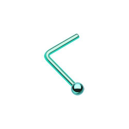 Green Ball Top L-Shaped Nose Ring