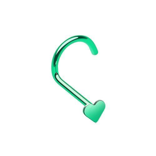 Nose Ring - Nose Screw Green Colorline Heart Nose Screw Ring -Rebel Bod-RebelBod