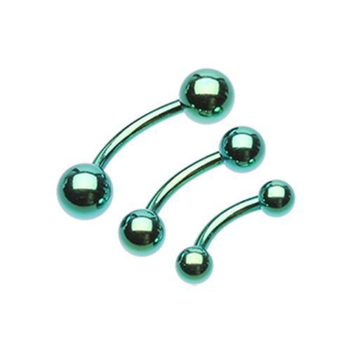 Green PVD Curved Barbell Ring - 1 Piece