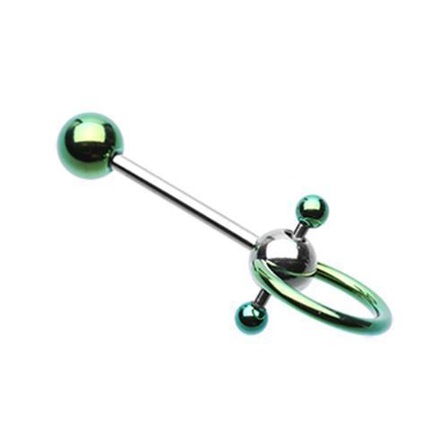 Green PVD Double Ball Slave Barbell Ring