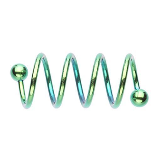 Green PVD Quad Twist Spiral Ring
