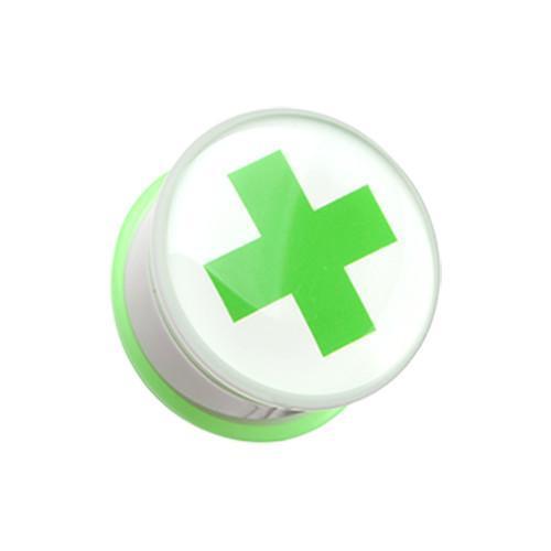 Green Cross Toxic Emergency Single Flared Ear Gauge Plug - 1 Pair