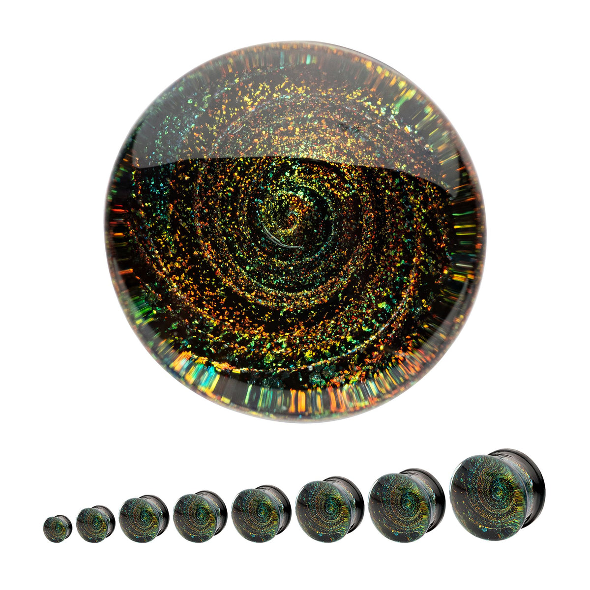Organics Green Galaxy Swirl Double Flare Glass Plug pgls302g-2pr -Rebel Bod-RebelBod