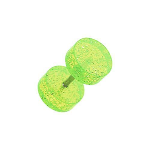 Fake Plug Earring Green Glitter Shimmer UV Acrylic Fake Plug - 1 Pair -Rebel Bod-RebelBod