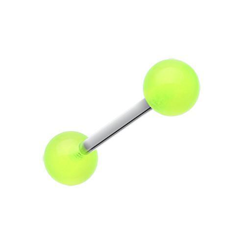 Green Glow in the Dark UV Acrylic Barbell Tongue Ring