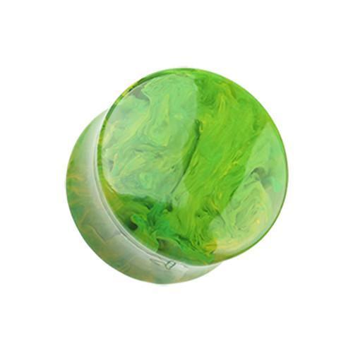 Green Lava Infused Double Flared Ear Gauge Plug - 1 Pair