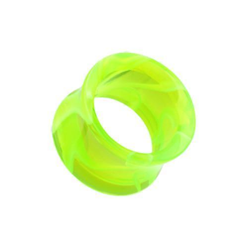 Green Marble Swirl Acrylic Double Flared Ear Gauge Tunnel Plug - 1 Pair