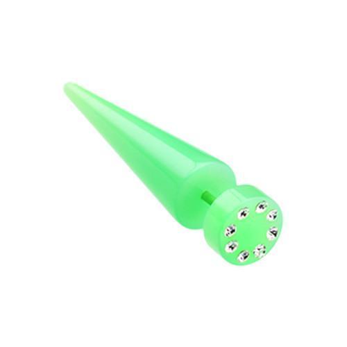 Green Multi Gem Solid Acrylic Fake Taper - 1 Pair