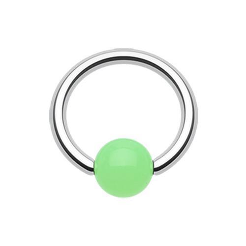 Green Neon Acrylic Ball Top Captive Bead Ring