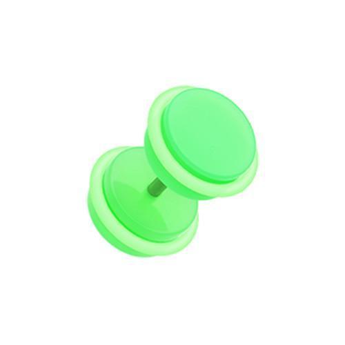 Green Neon Acrylic Fake Plug w/ O-Rings - 1 Pair