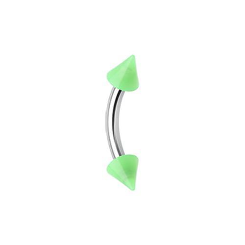 Green Neon Acrylic Spike Ends Curved Barbell Eyebrow Ring