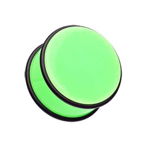 Green Neon Acrylic No Flare Ear Gauge Plug - 1 Pair