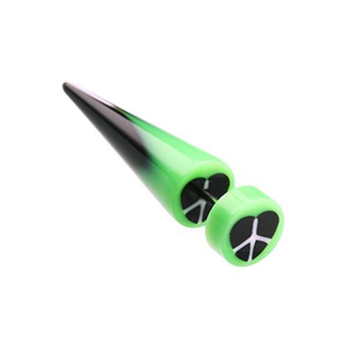 Green Peace Heart UV Acrylic Fake Taper - 1 Pair