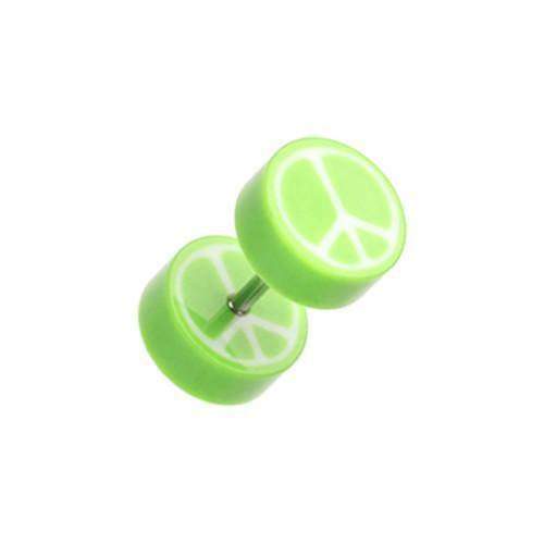 Green Peace Retro UV Acrylic Fake Plug - 1 Pair