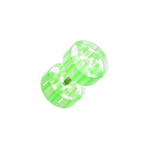 Green Pin Stripe UV Acrylic Fake Plug - 1 Pair