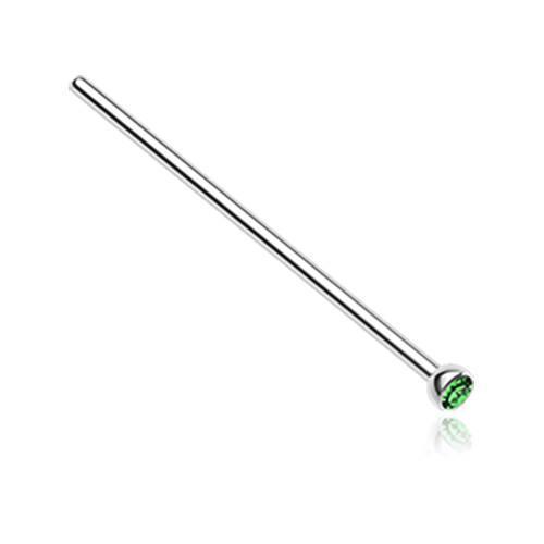 Green Press Fit Gem Top Fishtail Nose Stud Ring