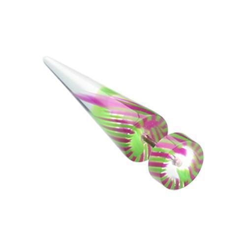 Green/Purple Pinwheel Stripe UV Acrylic Fake Taper - 1 Pair