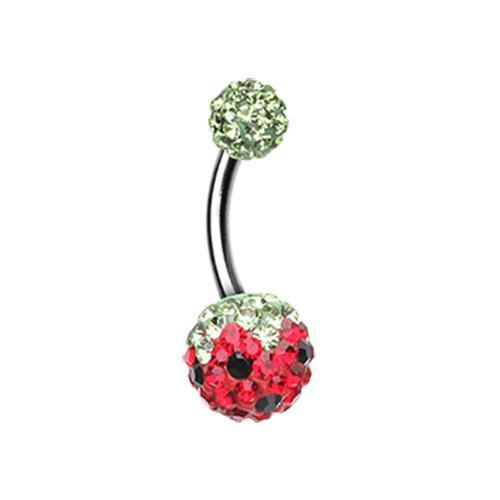 Green/Red Sweet Berry Multi-Sprinkle Dot Belly Button Ring