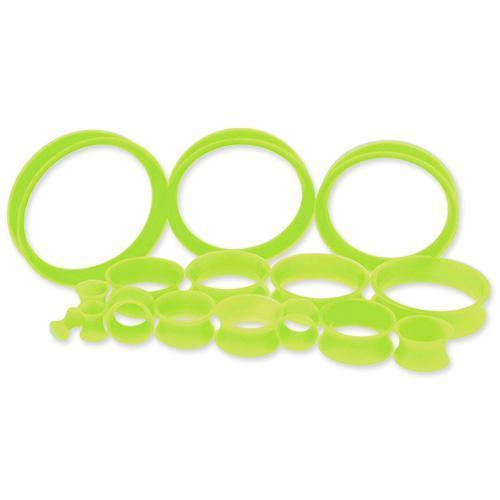 Green Silicone Double Flare Tunnel Thin Walls - 1 Piece #SPLT#2