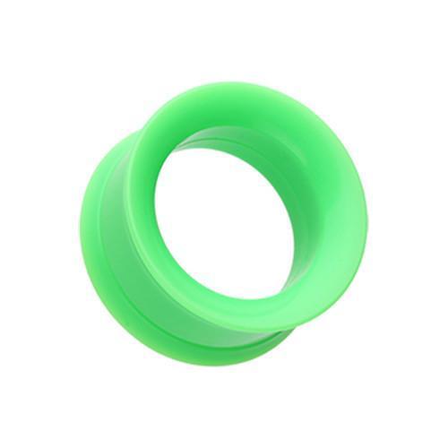 Green Solid Smooth Flared Screw-Fit Ear Gauge Tunnel Plug - 1 Pair