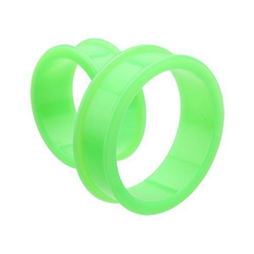 Green Supersize Flexible Silicone Double Flared Ear Gauge Tunnel Plug - 1 Pair
