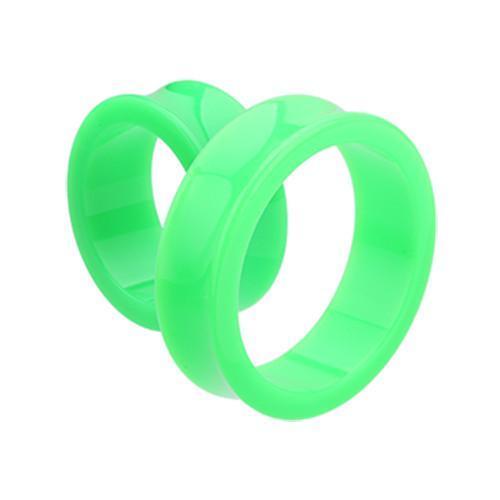Green Supersize Neon Acrylic Double Flared Ear Gauge Tunnel Plug - 1 Pair