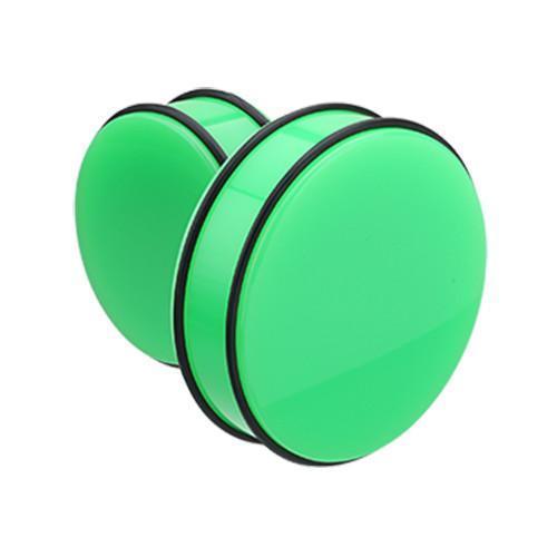 Green Supersize Neon Acrylic No Flare Ear Gauge Plug - 1 Pair