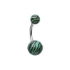 Belly Ring - No Dangle Green Tiger Stripe Patterned Acrylic Belly Button Ring -Rebel Bod-RebelBod