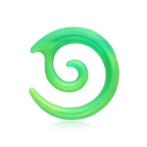 Tapers - Hanging Green Twirl Fang Spiral Acrylic Ear Gauge Spiral Hanging Taper - 1 Pair -Rebel Bod-RebelBod