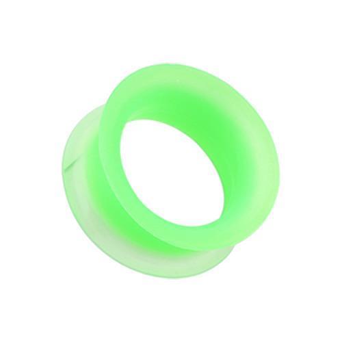 Green Ultra Thin Flexible Silicone Ear Skin Double Flared Tunnel Plug - 1 Pair