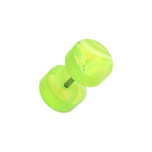 Fake Plug Earring Green/White Marble Swirl UV Acrylic Fake Plug - 1 Pair -Rebel Bod-RebelBod