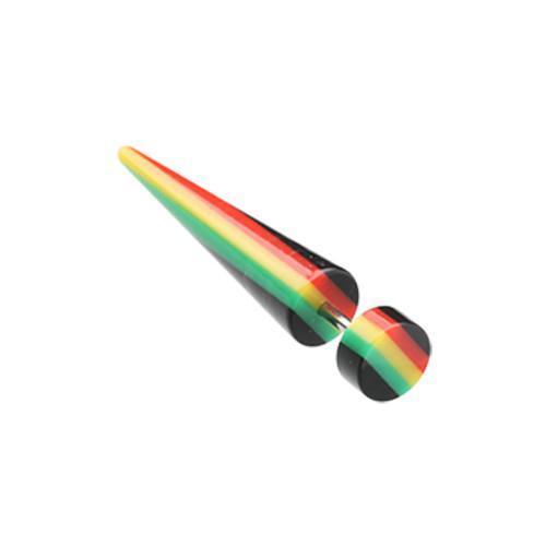 Green/Yellow/Red Multi Stripe Acrylic Fake Taper - 1 Pair