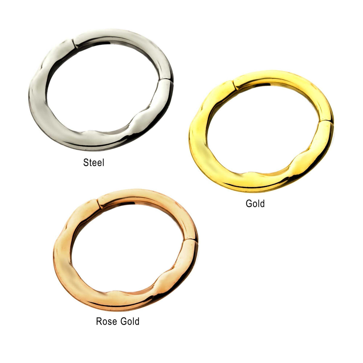 SEAMLESS CLICKER Hammered Wave Clicker Hinged Segment Ring sbvsgrhd611 -Rebel Bod-RebelBod