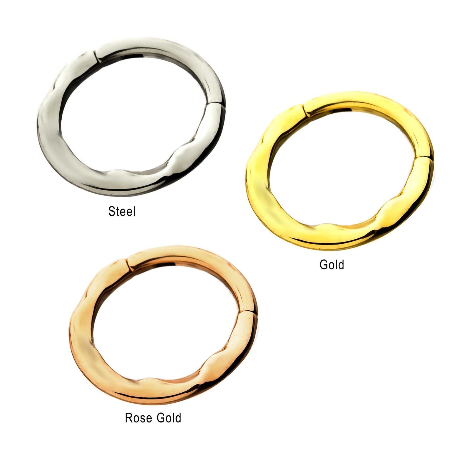 SEAMLESS CLICKER Hammered Wave Clicker Hinged Segment Ring sbvsgrhd611 -Rebel Bod-RebelBod