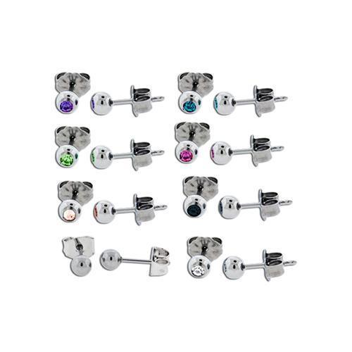 Stud Earrings Hand Polished Gem Titanium Stud Earrings Bevel - 1 Pair -Rebel Bod-RebelBod