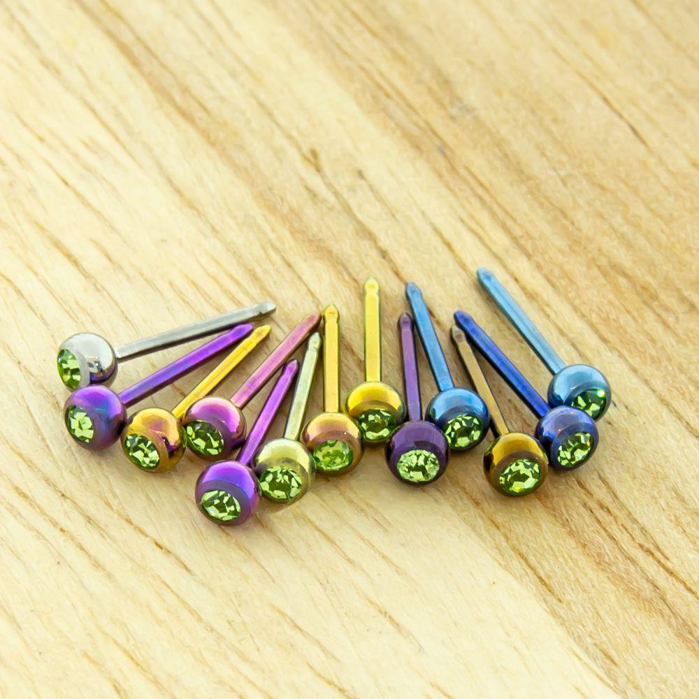 Stud Earrings Hand Polished Gem Titanium Stud Earrings Bevel - 1 Pair -Rebel Bod-RebelBod