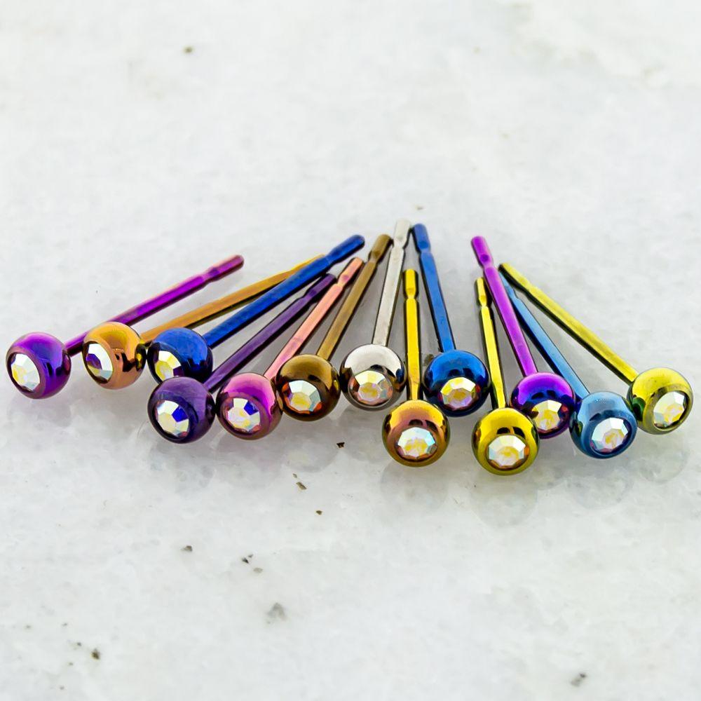 Stud Earrings Hand Polished Gem Titanium Stud Earrings Bevel - 1 Pair -Rebel Bod-RebelBod